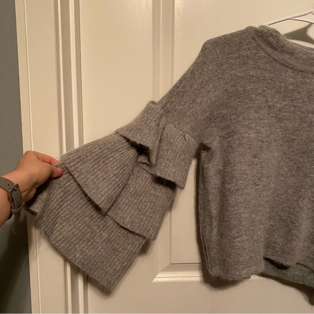 Endless Rose Solid Gray Fuzzy Ruffled Layered Lon… - image 5